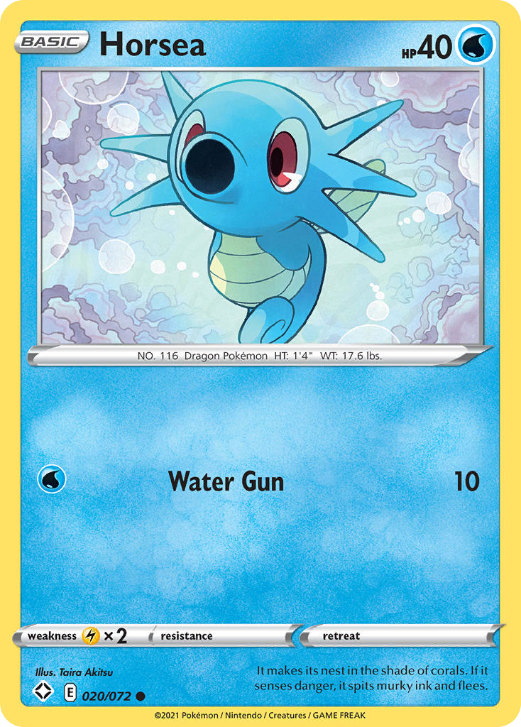 Horsea 020/072 Common Shining Fates Pokemon Reverse Holo