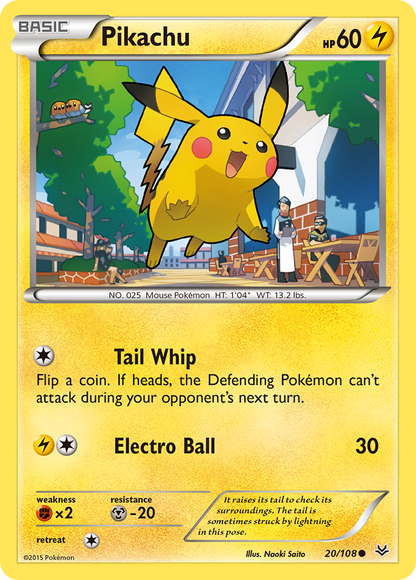 Pikachu 20/108 Common Roaring Skies Pokemon Reverse Holo