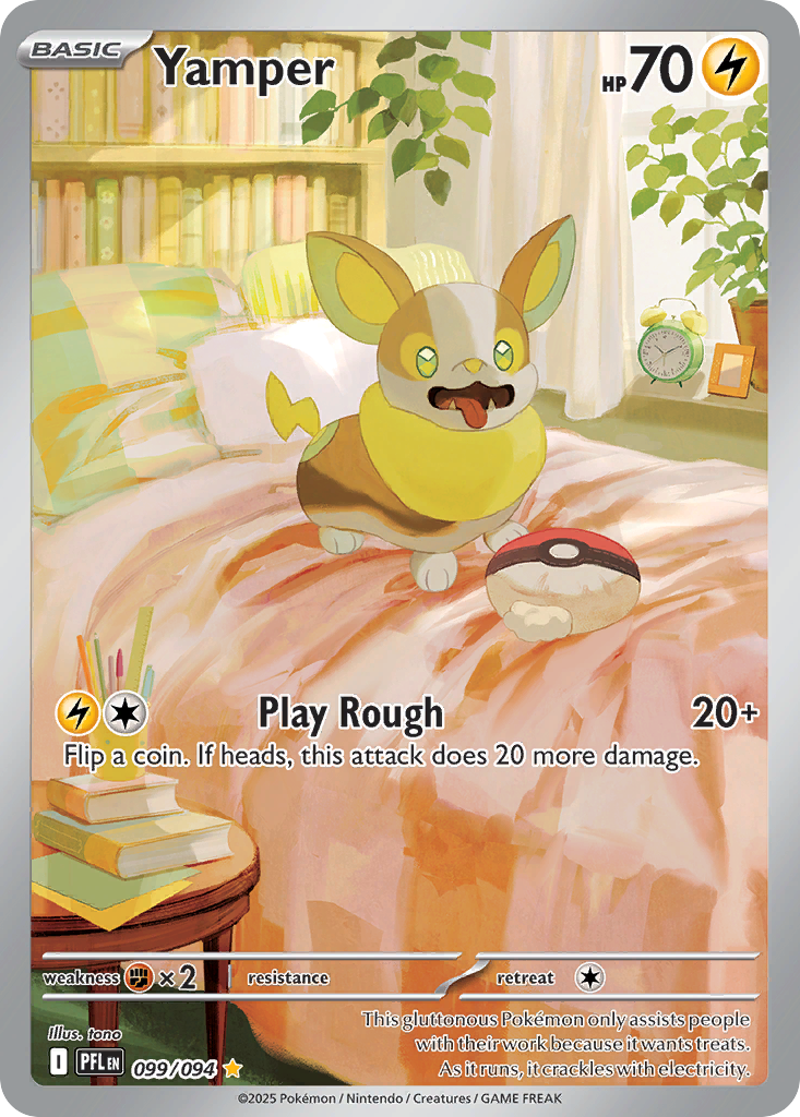 Yamper 099/094 Illustration Rare Phantasmal Flames Pokemon