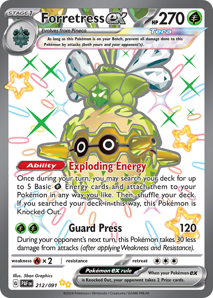 Forretress ex 212/091 Shiny Ultra Rare Paldean Fates Pokemon