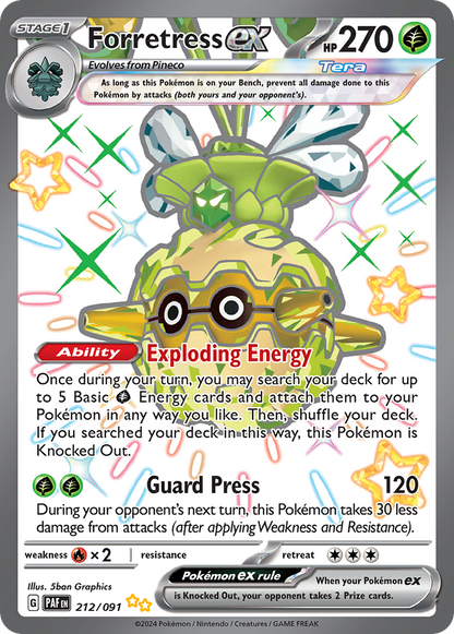 Forretress ex 212/091 Shiny Ultra Rare Paldean Fates Pokemon