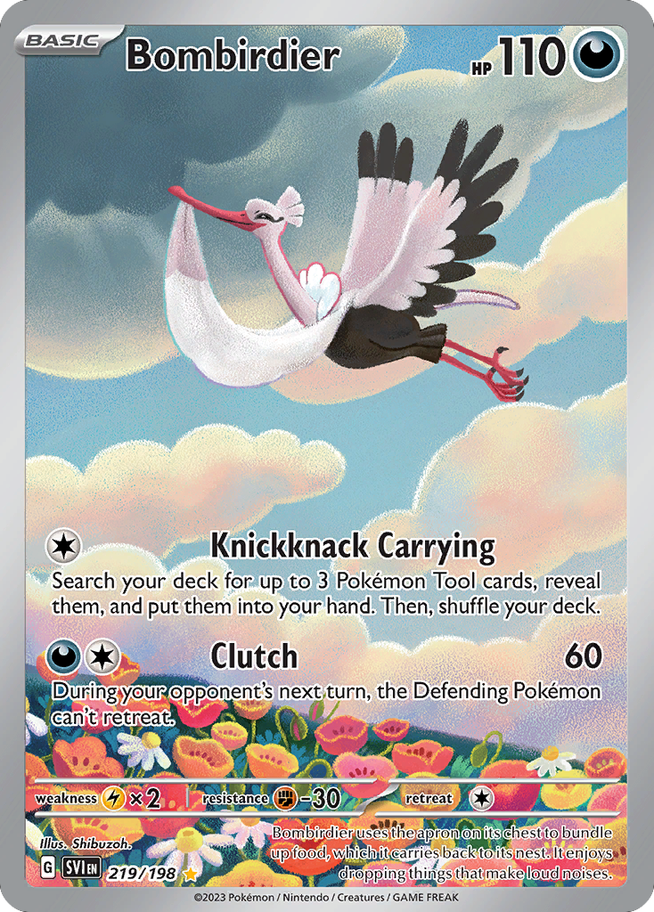Bombirdier 219/198 Illustration Rare Scarlet & Violet Pokemon Holo