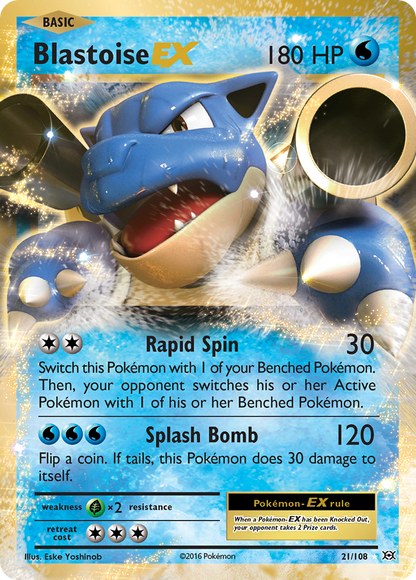 Blastoise EX 21/108 Holo EX Rare Evolutions Pokemon