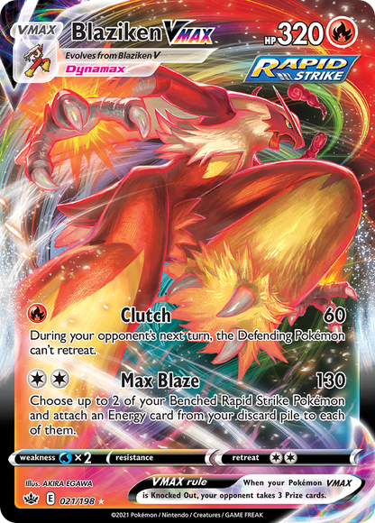 Blaziken VMAX 021/198 Holo VMAX Rare Chilling Reign Pokemon