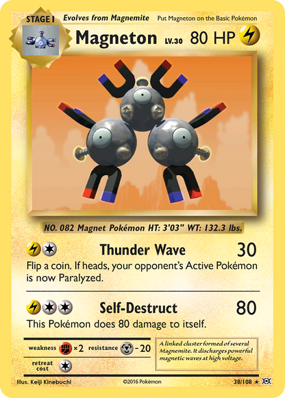 Magneton 38/108 Holo Rare Evolutions Pokemon Holo