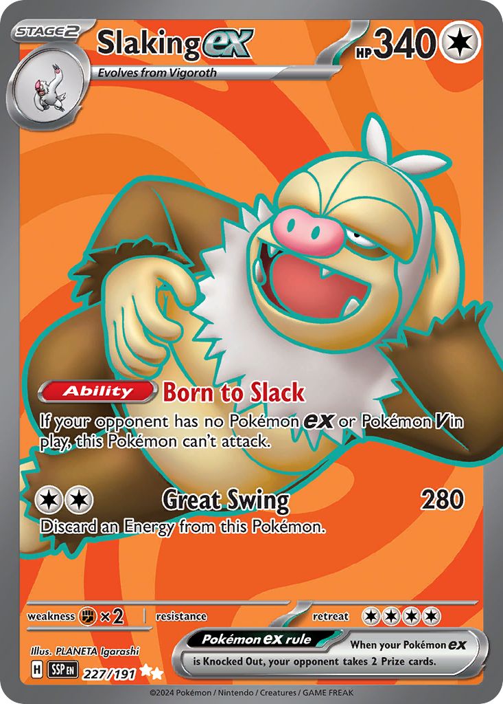 Slaking ex 227/191 Ultra Rare Surging Sparks Pokemon