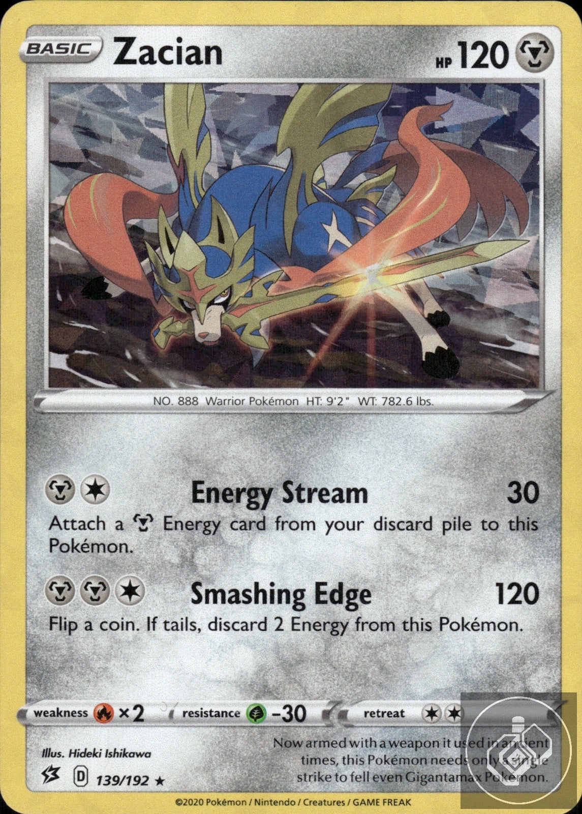 Zacian 139/192 Rare Rebel Clash Pokemon