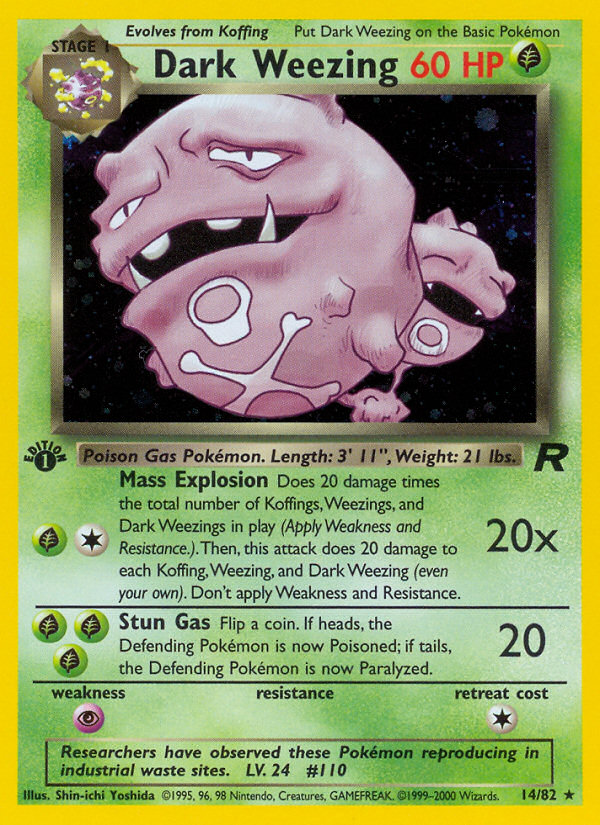 Dark Weezing 14/82 Holo Rare Team Rocket Pokemon 1st Edition Holo