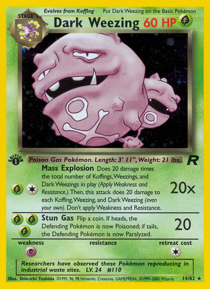 Dark Weezing 14/82 Holo Rare Team Rocket Pokemon 1st Edition Holo