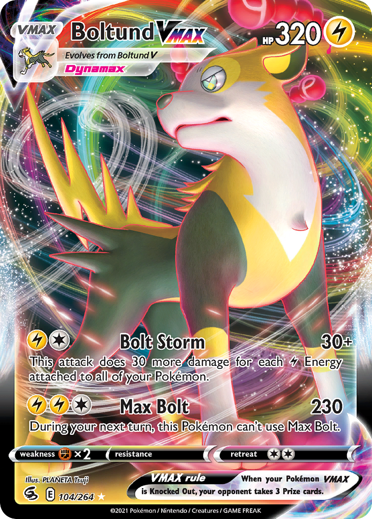 Boltund VMAX 104/264 Holo VMAX Rare Fusion Strike Pokemon