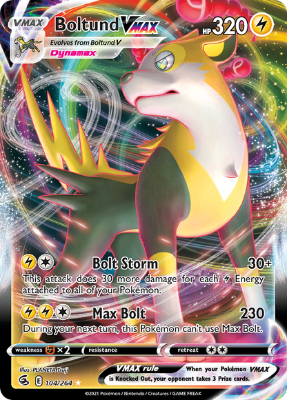 Boltund VMAX 104/264 Holo VMAX Rare Fusion Strike Pokemon