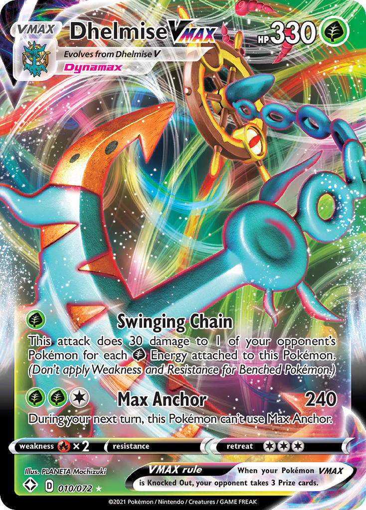 Dhelmise VMAX 010/072 Holo VMAX Rare Shining Fates Pokemon