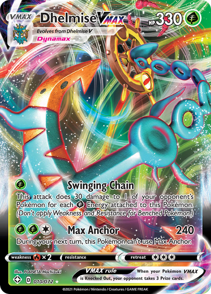 Dhelmise VMAX 010/072 Holo VMAX Rare Shining Fates Pokemon