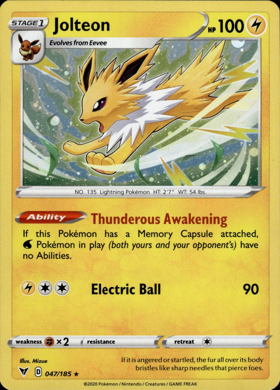 Jolteon 047/185 Rare Vivid Voltage Pokemon