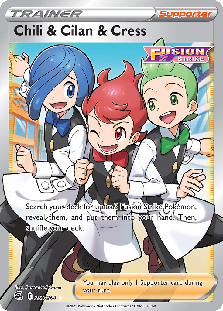 Chili & Cilan & Cress 258/264 Ultra Rare Fusion Strike Pokemon Holo