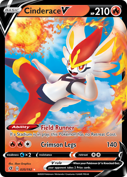 Cinderace V 035/192 Holo V Rare Rebel Clash Pokemon