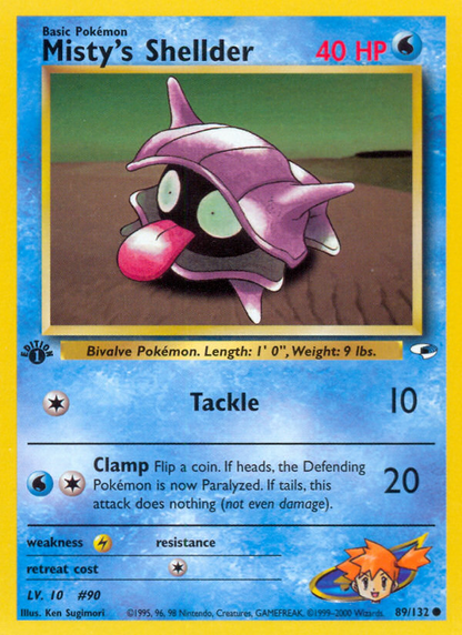 Misty's Shellder 89/132 Common Gym Heroes Pokemon 1st Edition