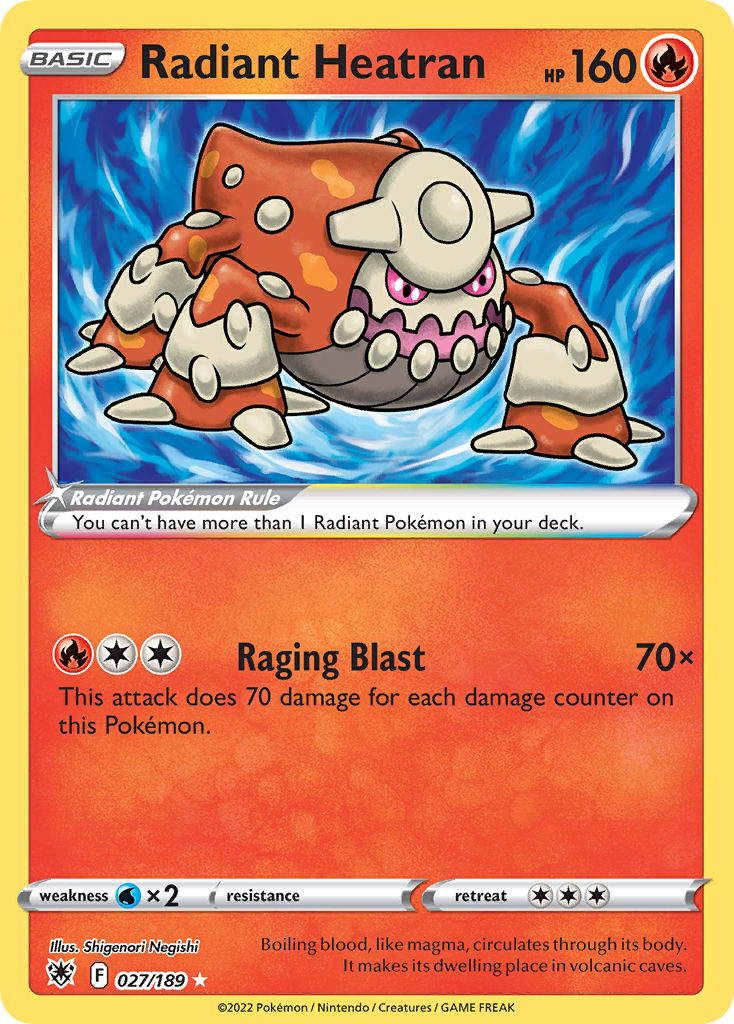 Radiant Heatran 027/189 Radiant Rare Astral Radiance Pokemon Holo