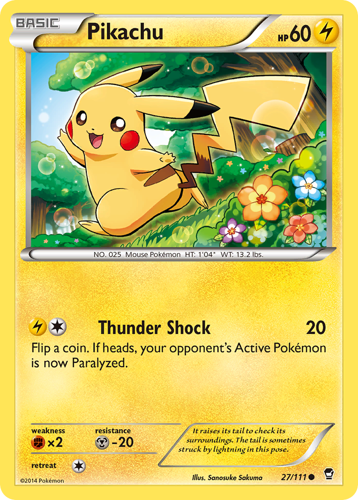 Pikachu 27/111 Common Furious Fists Pokemon Reverse Holo