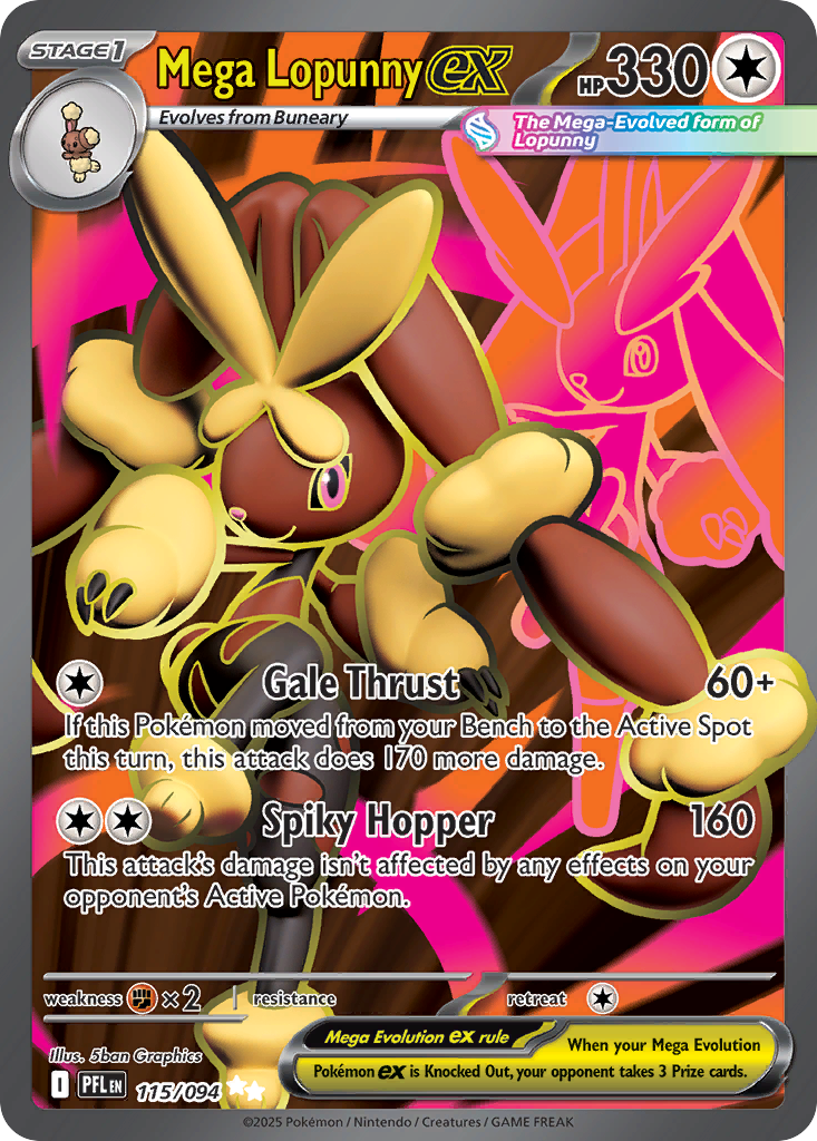 Mega Lopunny ex 115/094 Ultra Rare Phantasmal Flames Pokemon