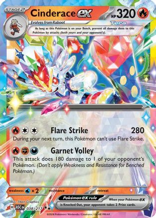 Cinderace ex 038/217 Double Rare Ascended Heroes Pokemon