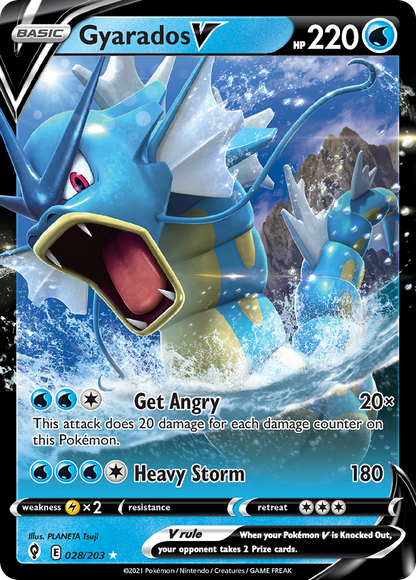 Gyarados V 028/203 Holo V Rare Evolving Skies Pokemon