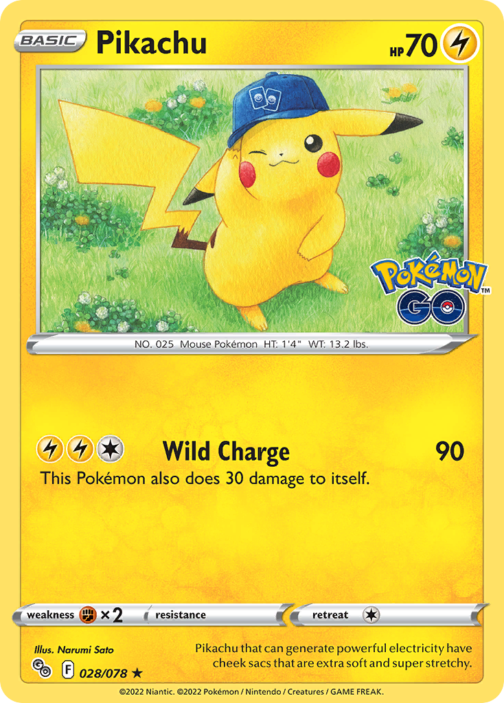 Pikachu 028/078 Holo Rare Pokemon GO Pokemon