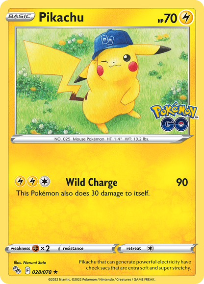 Pikachu 028/078 Holo Rare Pokemon GO Pokemon