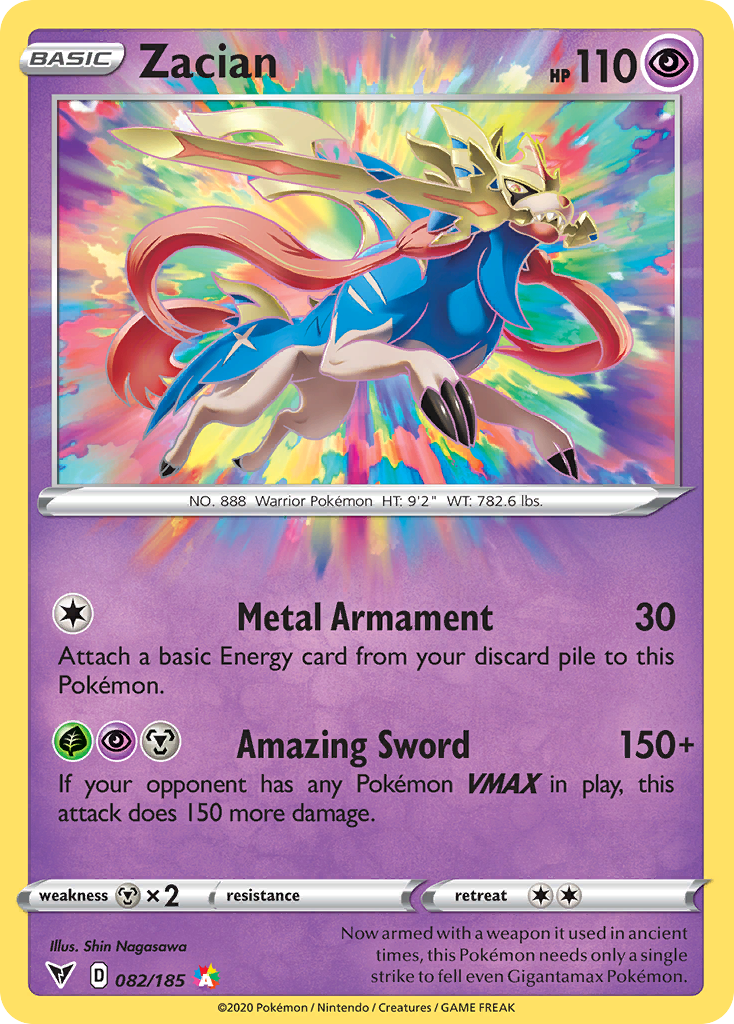 Zacian 082/185 Amazing Rare Vivid Voltage Pokemon