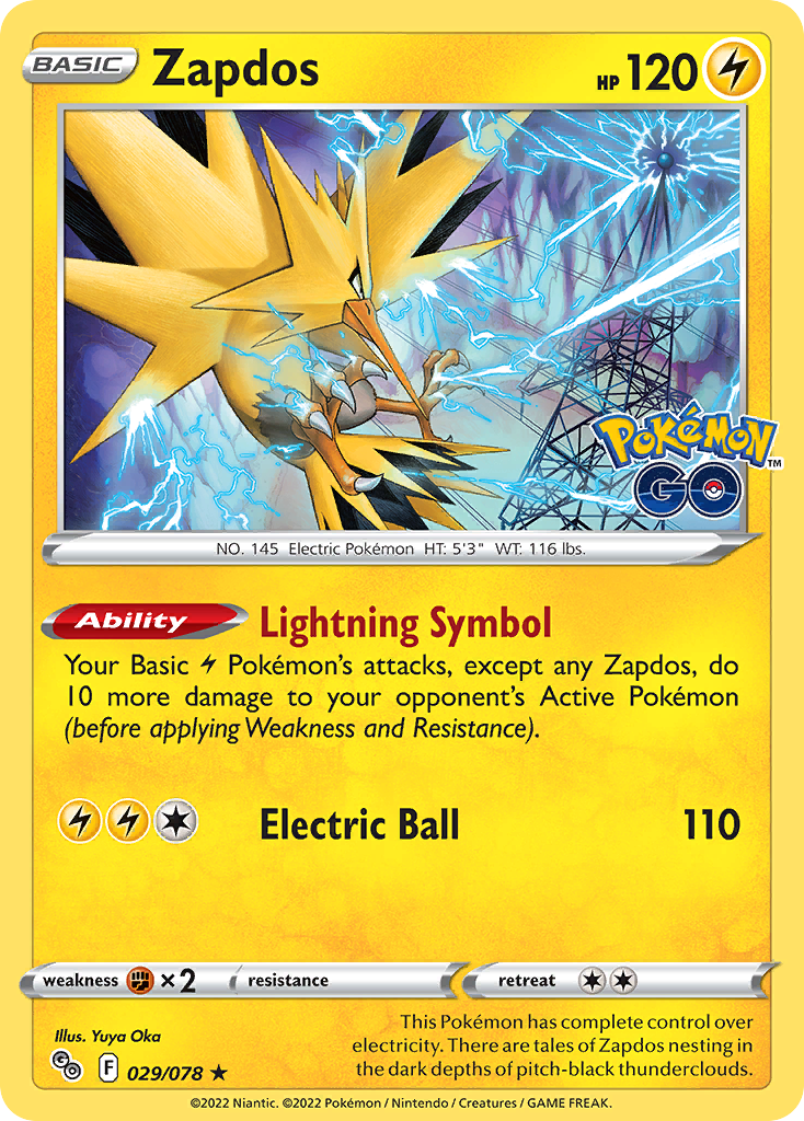 Zapdos 029/078 Holo Rare Pokemon GO Pokemon