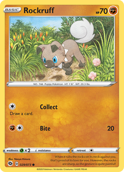Rockruff 029/073 Common Champion's Path Pokemon
