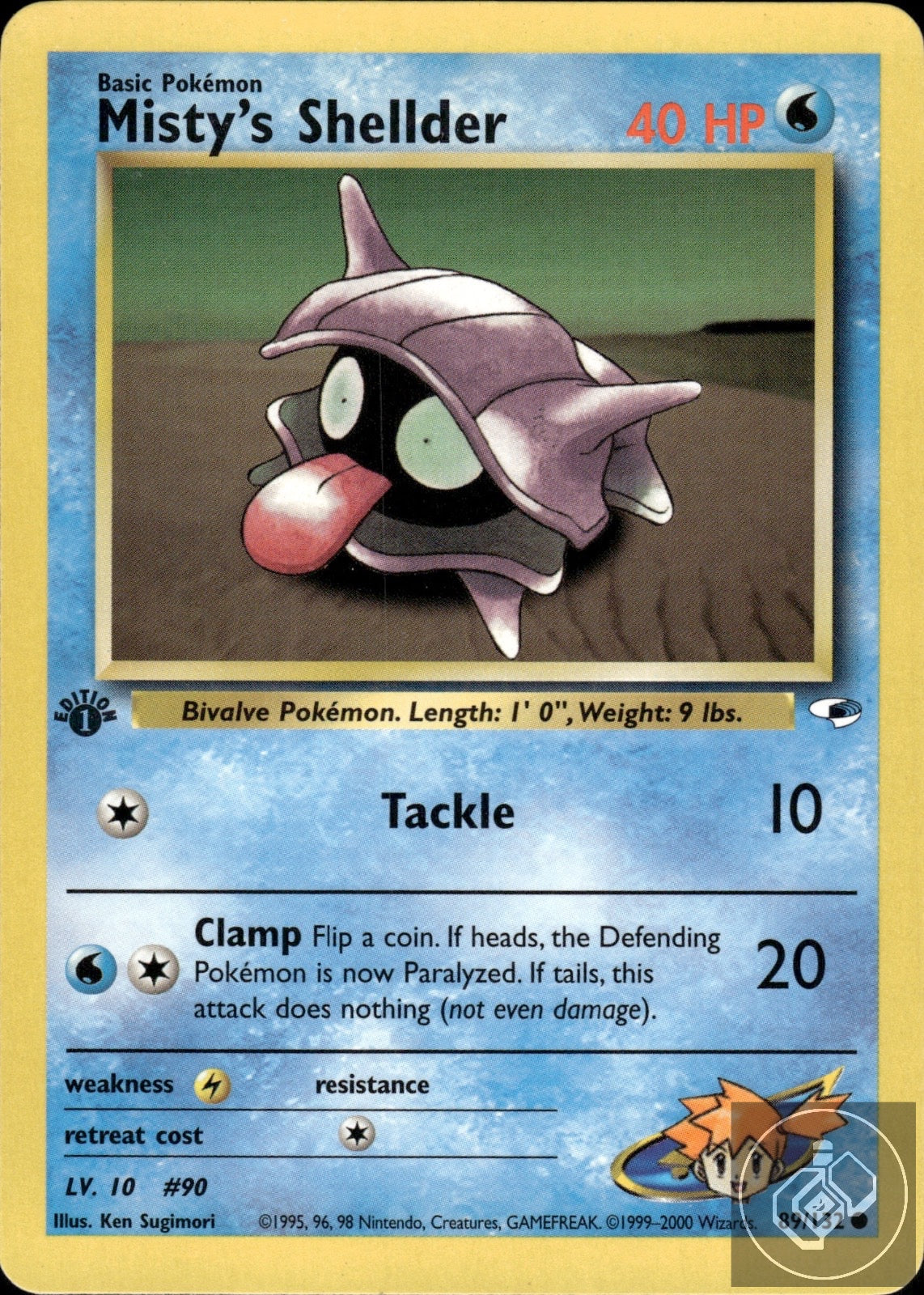 Misty's Shellder 89/132 Common Gym Heroes Pokemon 1st Edition