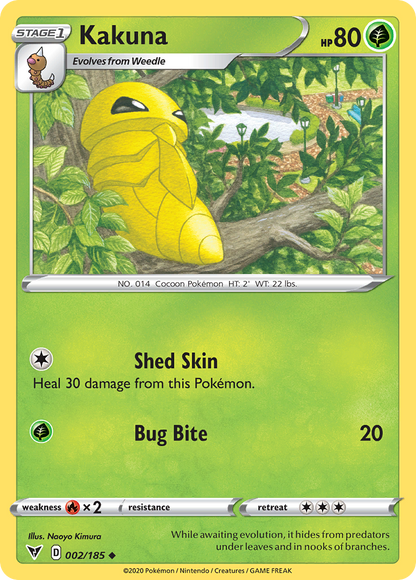 Kakuna 002/185 Uncommon Vivid Voltage Pokemon Reverse Holo