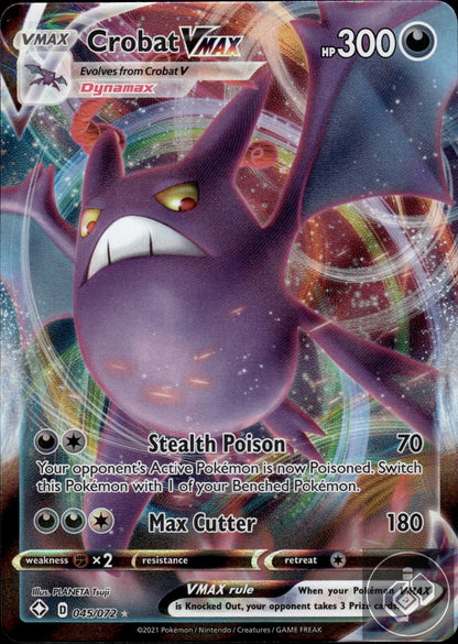 Crobat VMAX 045/072 Holo VMAX Rare Shining Fates Pokemon