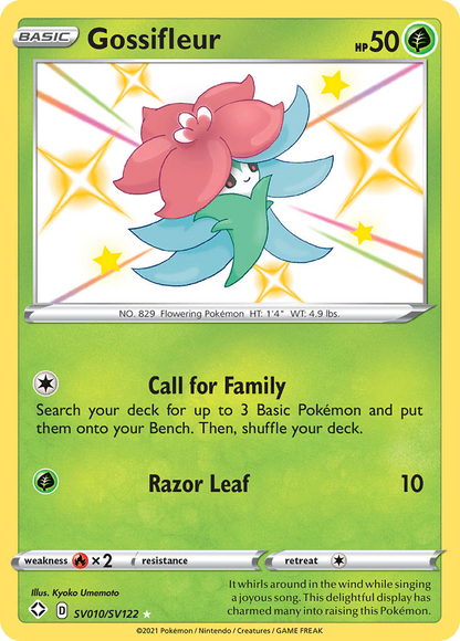 Gossifleur SV010/SV122 Shiny Rare Shining Fates Shiny Vault Pokemon