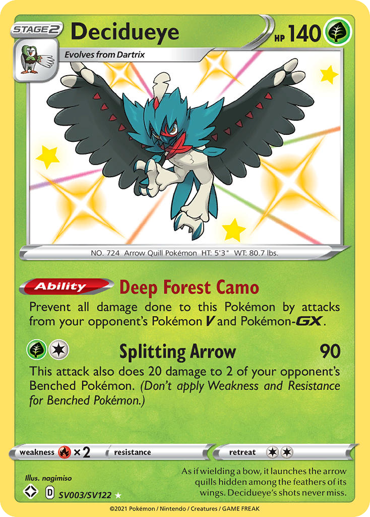Decidueye SV003/SV122 Shiny Rare Shining Fates Shiny Vault Pokemon