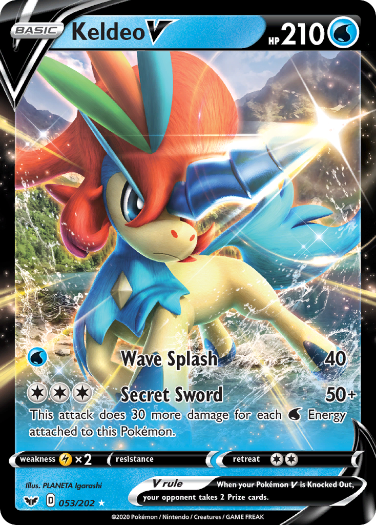 Keldeo V 053/202 Holo V Rare Sword & Shield Pokemon