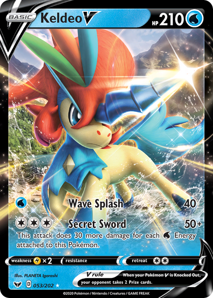 Keldeo V 053/202 Holo V Rare Sword & Shield Pokemon