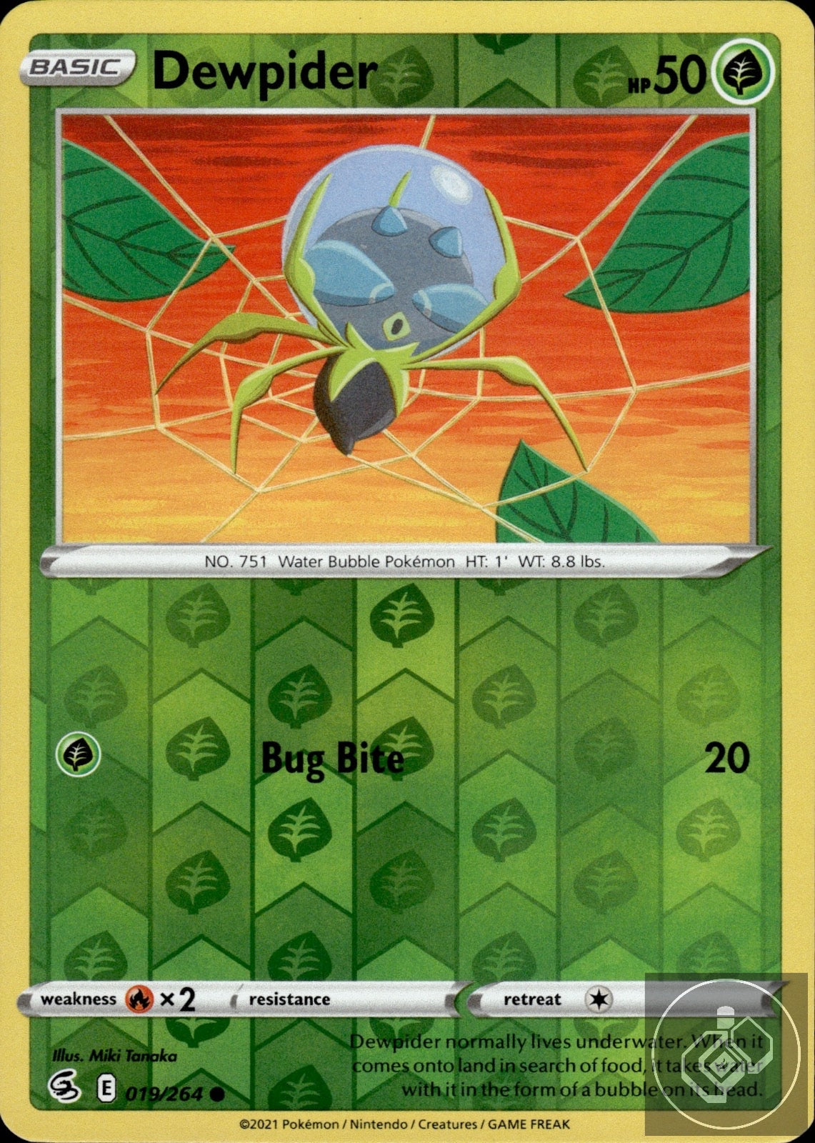 Dewpider 019/264 Common Fusion Strike Pokemon Reverse Holo