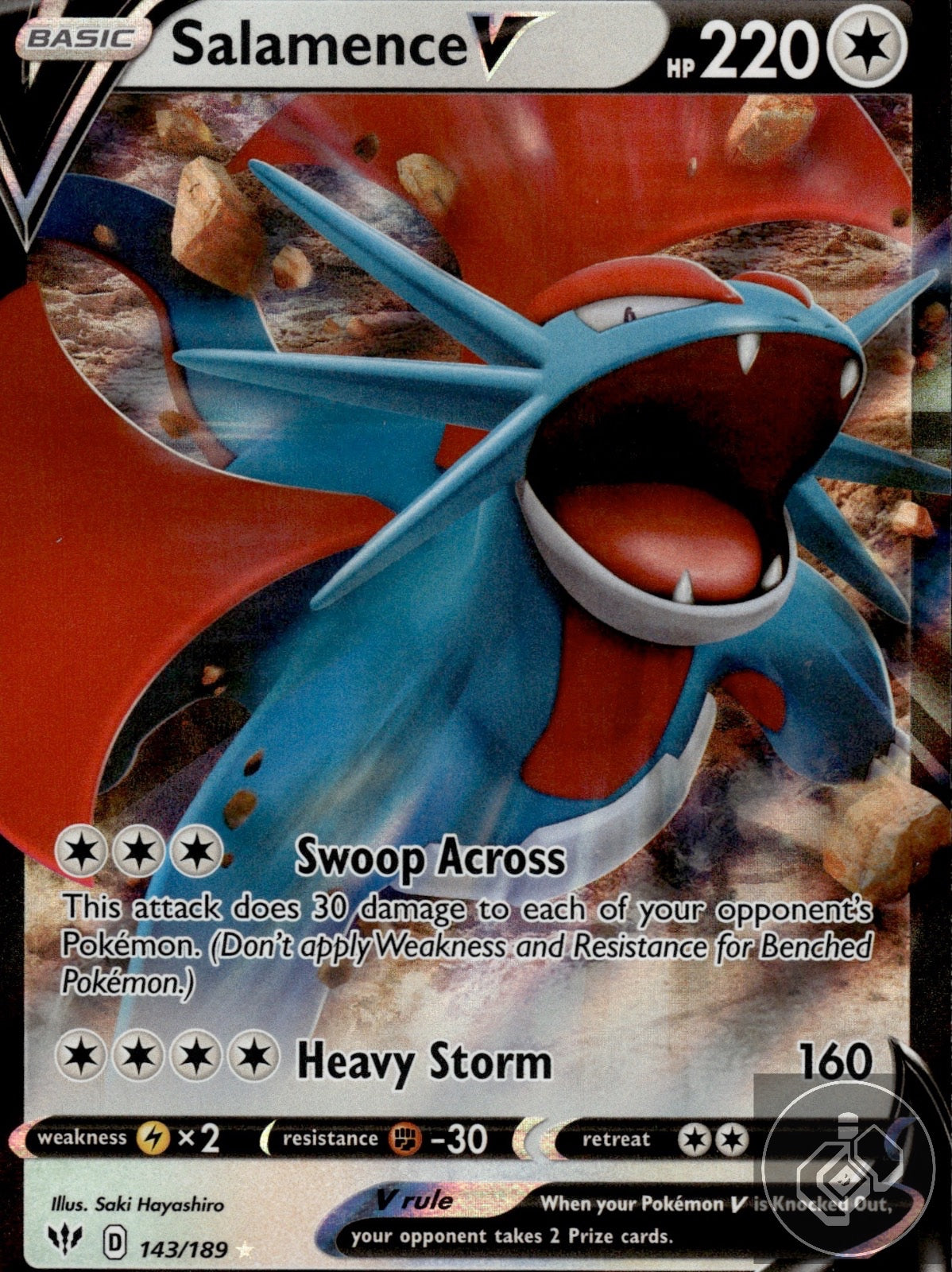 Salamence V 143/189 Holo V Rare Darkness Ablaze Pokemon