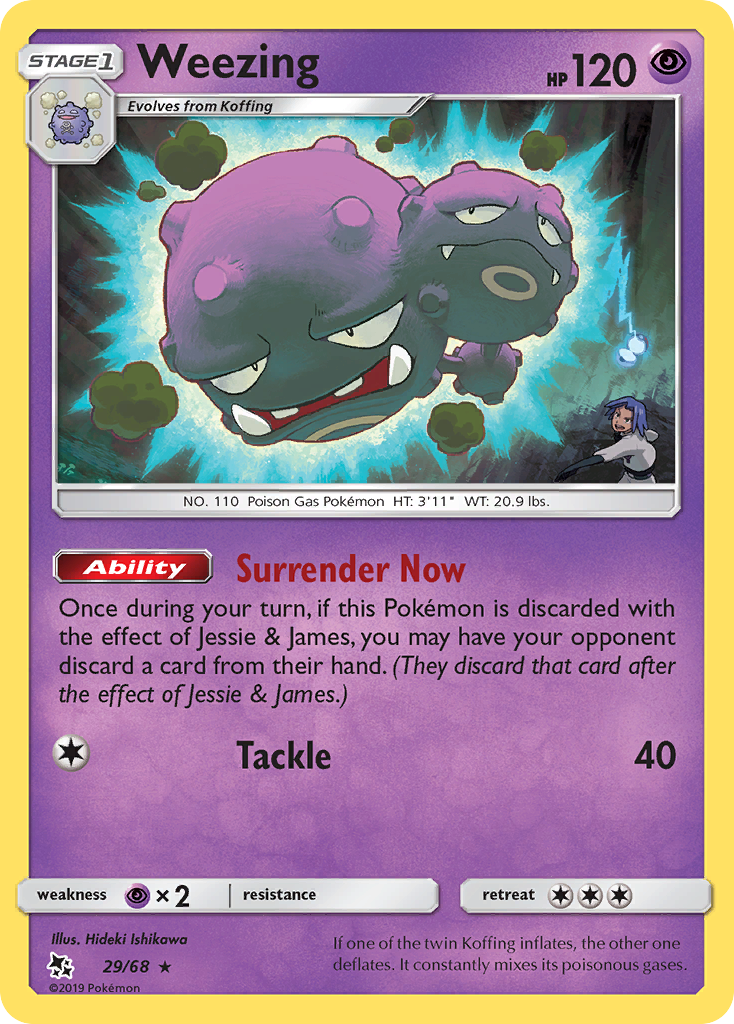 Weezing 29/68 Rare Hidden Fates Pokemon Reverse Holo