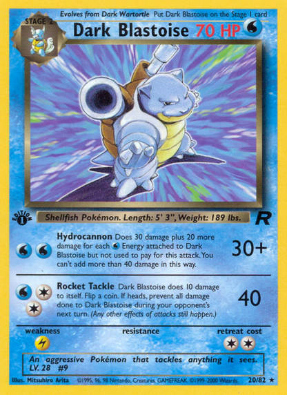 Dark Blastoise 20/82 Rare Team Rocket Pokemon 1st Edition