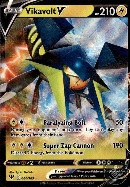 Vikavolt V 060/189 Holo V Rare Darkness Ablaze Pokemon