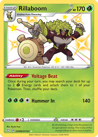Rillaboom SV006/SV122 Shiny Rare Shining Fates Shiny Vault Pokemon