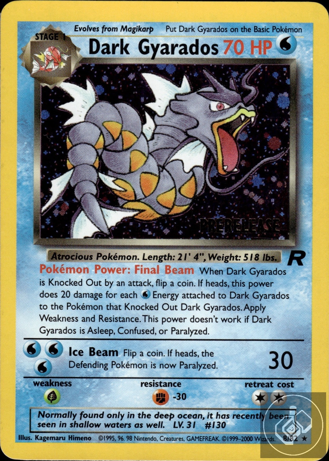 Dark Gyarados (Prerelease) 08/82 Holo Promo WoTC Promo Pokemon