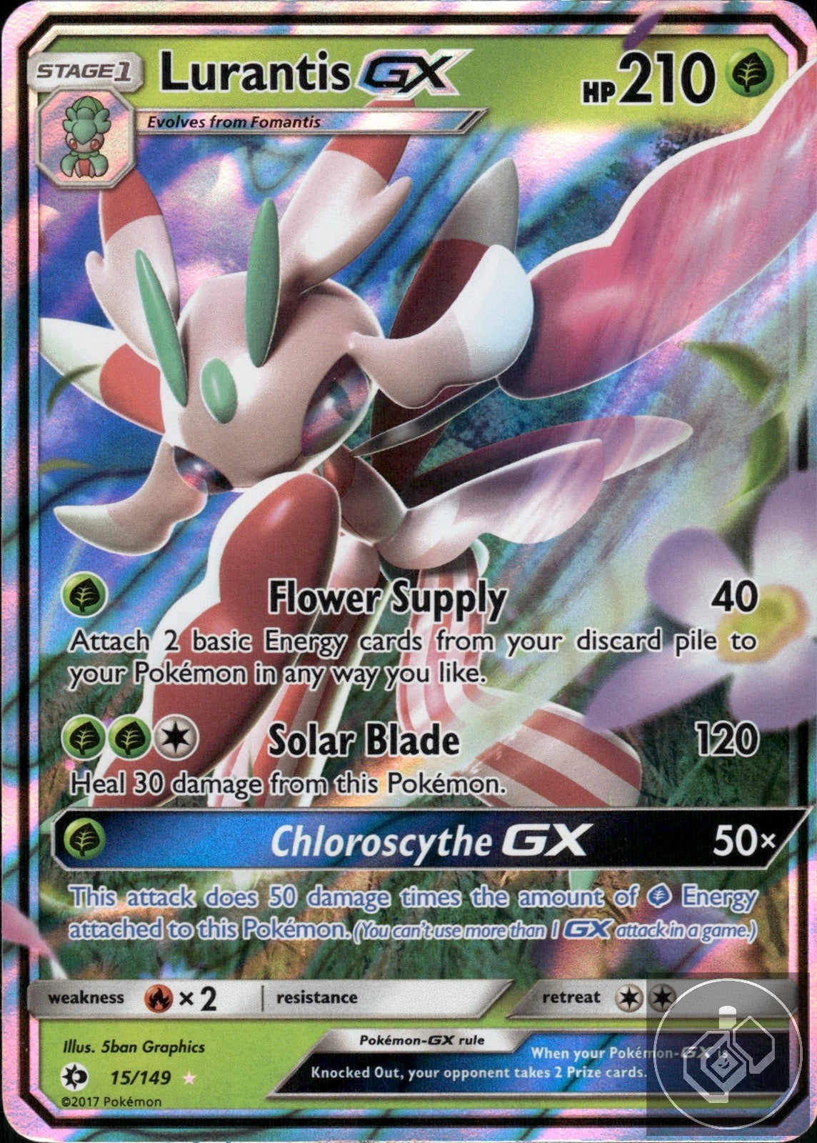 Lurantis GX 15/149 Holo Ultra Rare SM Base Set Pokemon