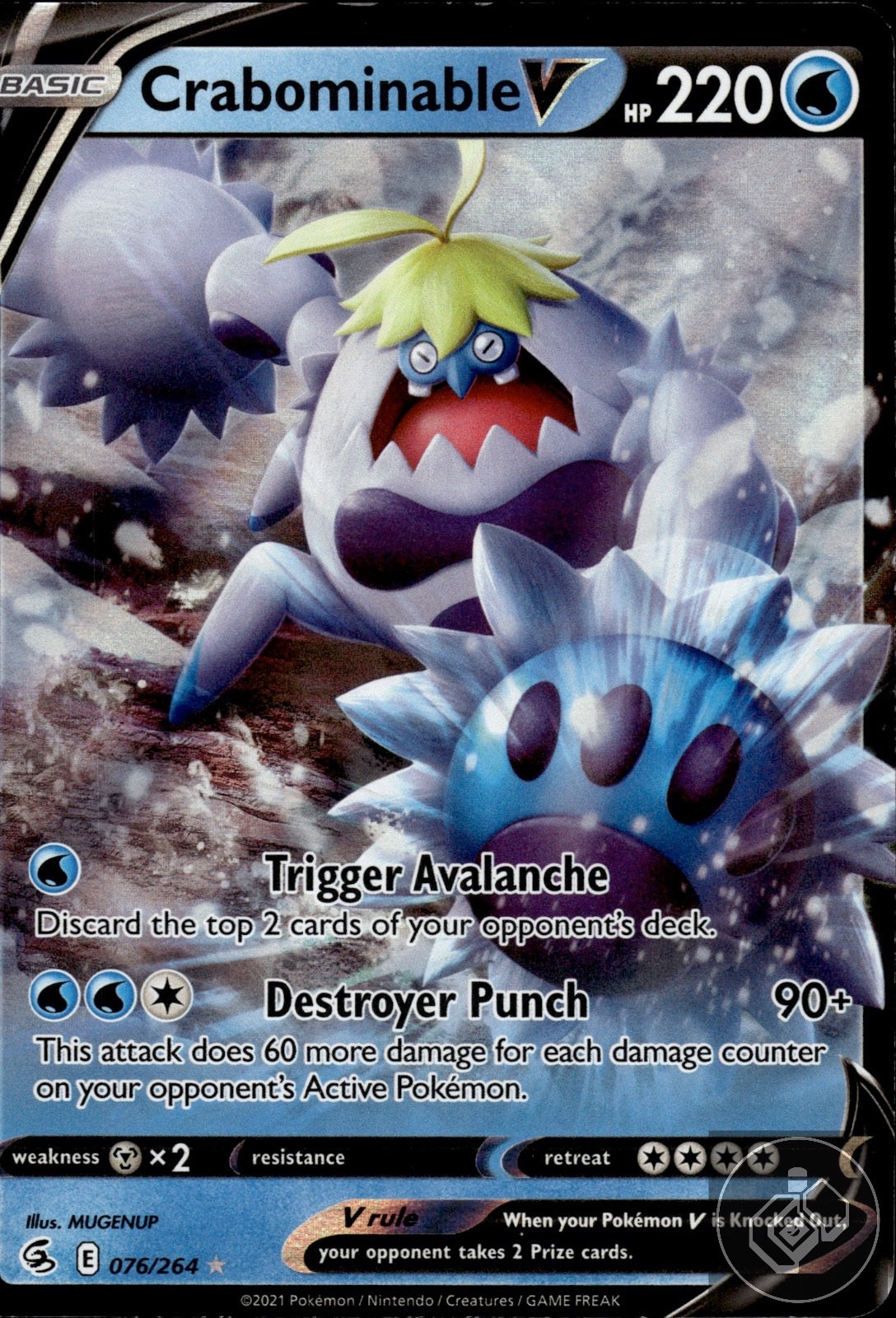 Crabominable V 076/264 Holo V Rare Fusion Strike Pokemon