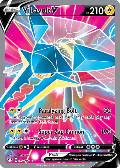 Vikavolt V 180/189 Ultra Rare Darkness Ablaze Pokemon