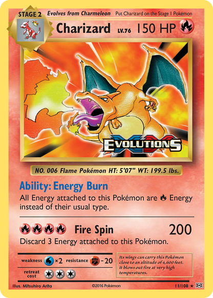 Charizard 11/108 Holo Rare Evolutions Pokemon Reverse Holo