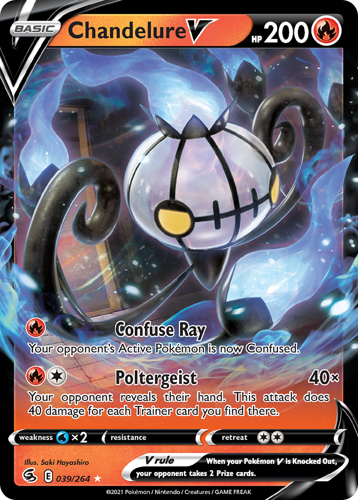 Chandelure V 039/264 Holo V Rare Fusion Strike Pokemon
